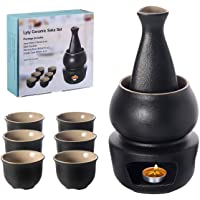 Lyty Juego de sake y tazas con calentador de porcelana tradicional japonesa- juego de bebidas calientes Saki- 9 piezas…